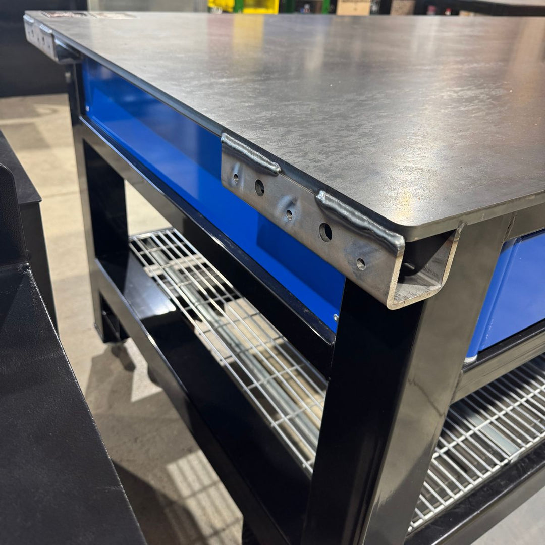 FLOOR MODEL: 3 Bay SD Double Wide Workbench - Black and Blue