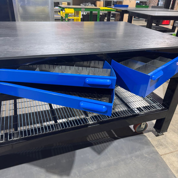 FLOOR MODEL: 3 Bay SD Double Wide Workbench - Black and Blue