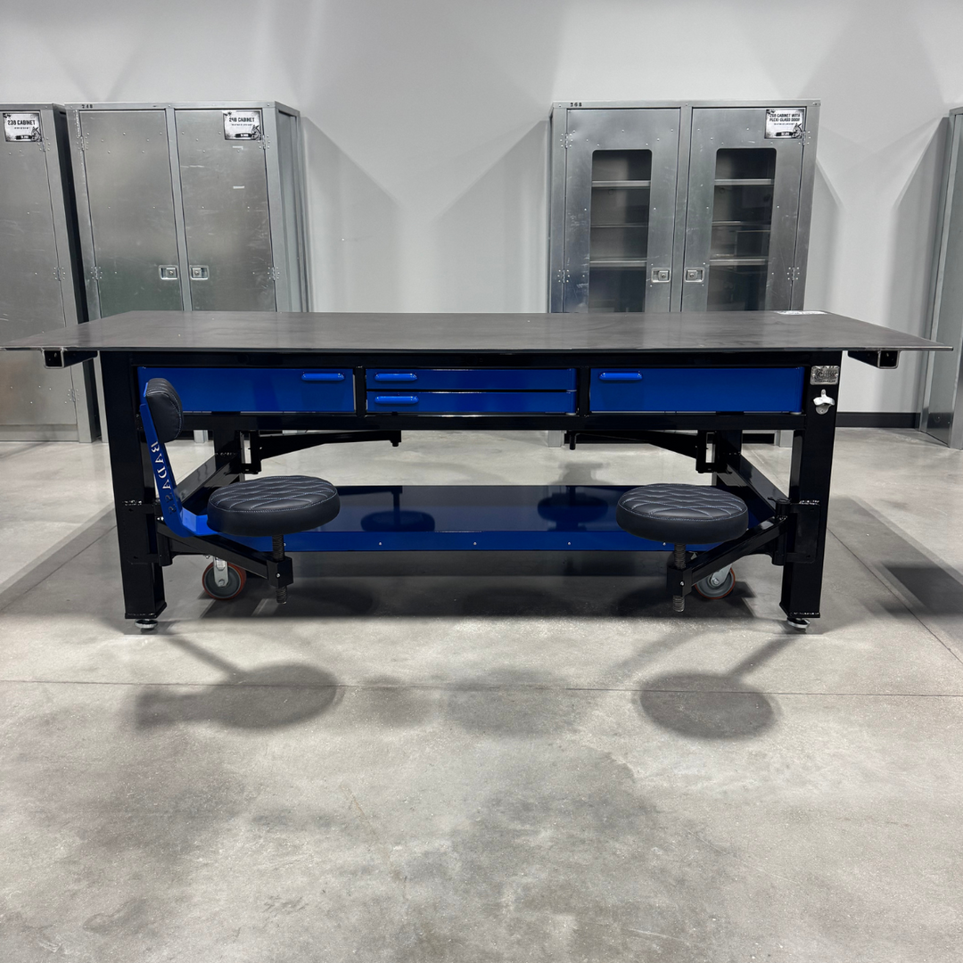 FLOOR MODEL: Blue 3 Bay SD Workbench with EZ Seats