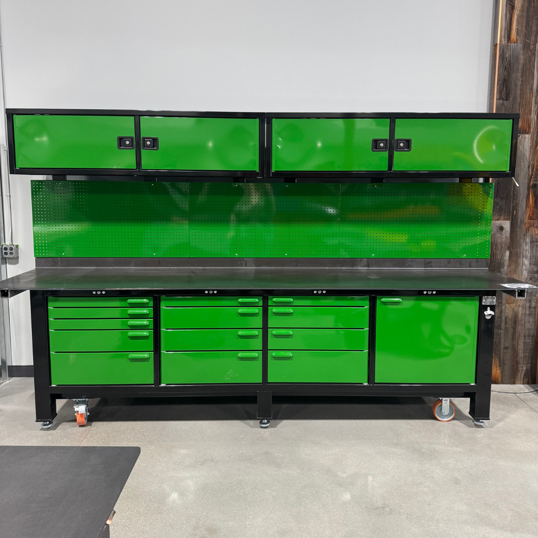 FLOOR MODEL: Green & Black 4 Bay Workbench